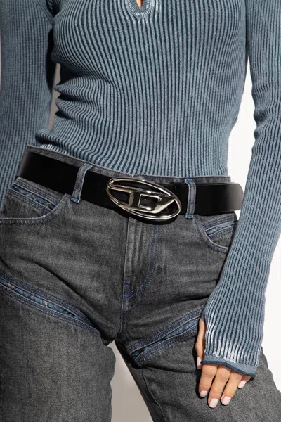 Diesel ‘oval D Logo B' Belt In Black