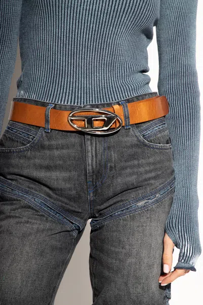 Diesel ‘oval D Logo B' Belt In Brown