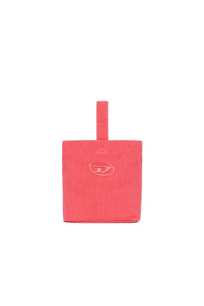 Diesel Kids' Oval D Logo Canvas Bucket Bag In Pink