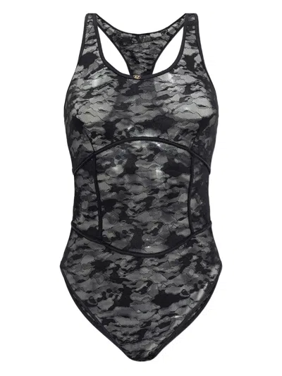 Diesel Oval D Logo Crew Neck Bodysuit For Women In Multi