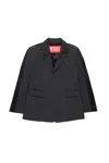 Diesel Giacca Blazer Doppio Tessuto Con Logo Oval D In Grey