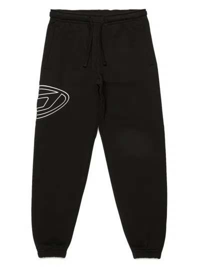 DIESEL OVAL-D LOGO-EMBROIDERED COTTON TRACK PANTS
