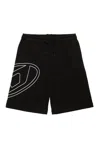 Diesel Oval-d Logo Embroidered Drawstring Shorts In Ner+bianco Nero Grig