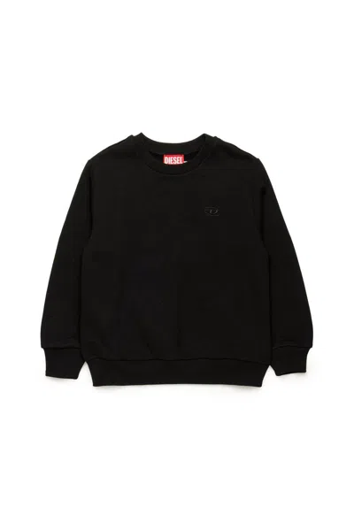 Diesel Kids' Oval-d Logo Embroidered Oversized Sweatshirt In Black