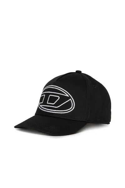 DIESEL CAPPELLO DA BASEBALL IN GABARDINA CON LOGO OVAL D