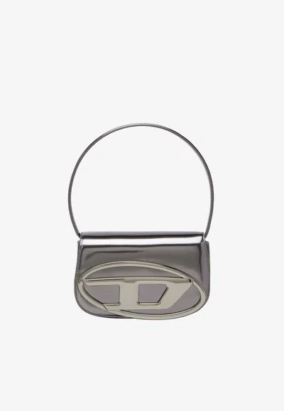 DIESEL OVAL-D LOGO PATENT LEATHER SHOULDER BAG