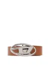 Diesel Oval D Logo Reversible Belt In Beige