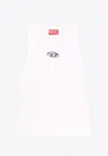 Diesel Oval-d Logo Ribbed Tank Top In White