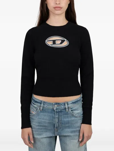 Diesel Oval D-logo Sweater In Black