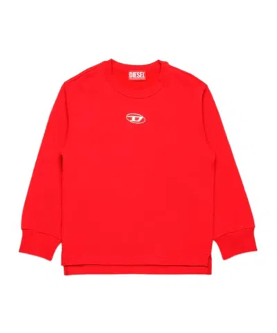Diesel Kids' Oval D Logo Sweatshirt In Red