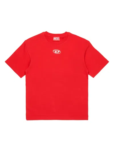 Diesel Kids' T-shirt Con Logo Oval D In Red