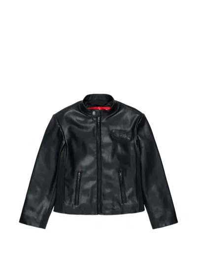 Diesel Kids' Oval D Logo-embossed Bomber Jacket In Black