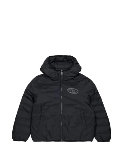 Diesel Kids' Oval D Logo-embroidered Padded Jacket In Black