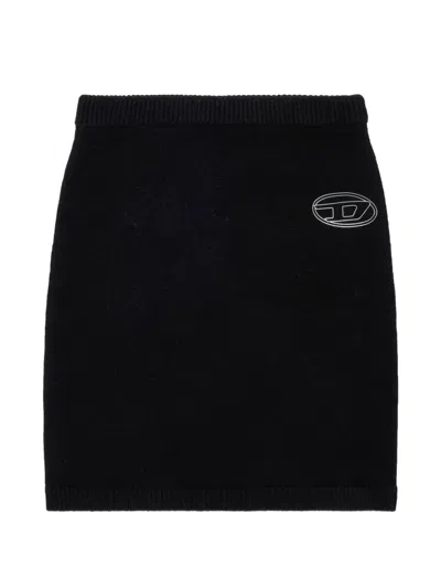 Diesel Kids' Oval D Logo-patch Knitted Skirt In Black