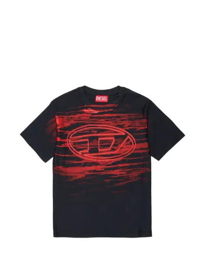 Diesel Kids' Oval D Logo-print T-shirt In Black
