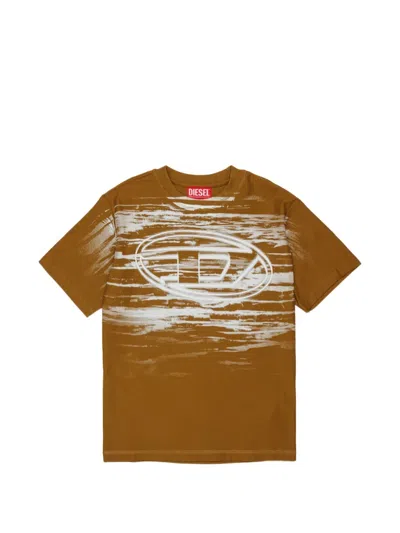 Diesel Kids' Oval D Logo-print T-shirt In Brown
