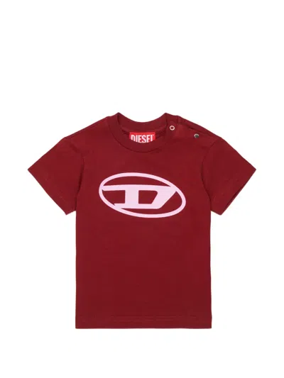 Diesel Babies' Oval D Logo-print T-shirt In Red