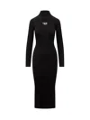 Diesel Ribbed Knit Bodycon Mini Dress With Cut-out Details In Nero