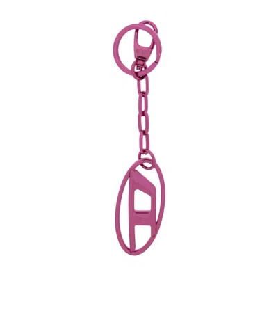 Diesel Oval D Metallic Keyring In Pink