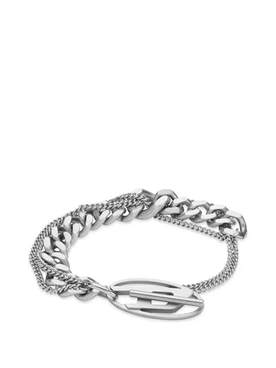 Diesel Oval D Multi-chain Bracelet In Metallic