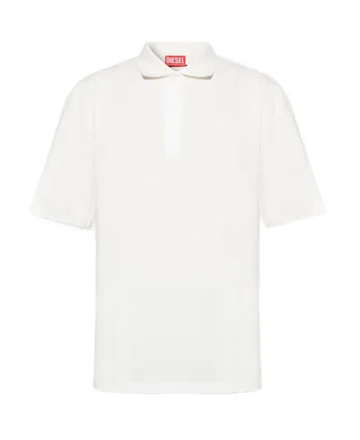 Diesel Oval D Organic Cotton Polo Shirt In White