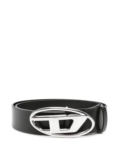 Diesel Oval D Plaque Belt In Black