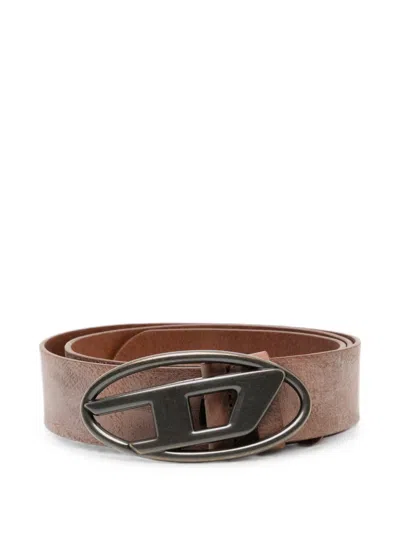 Diesel Oval D Plaque Belt In Brown