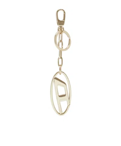 Diesel Oval D Polished Keychain In Nude