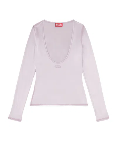 Diesel Oval D Scoop-neck Top In Purple