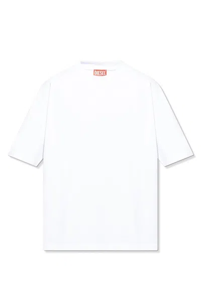Diesel Oval-d Embroidery Loose Cotton T-shirt In White