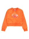 Diesel Felpa Cropped Marmorizzata Con Logo Oval D In Orange