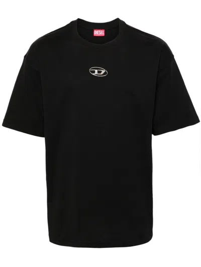 Diesel S-cooling Biologic Cotton Sweatshirt With Metal Oval-d Logo In Black