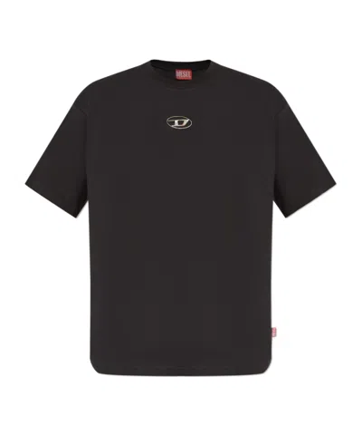 Diesel Mens 900 T-norm-iod Logo-embroidered Cotton-jersey T-shirt In Black