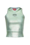 Diesel Pastel Green Stretch Viscose Blend Top In Verde