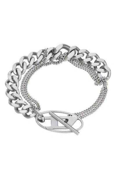 Diesel ® Oval D Toggle Chain Bracelet In Silver