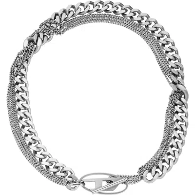 Diesel ® Oval D Toggle Chain Necklace In Gray