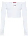 Diesel Cropped Ribbed Knit Boat Neck Sweater