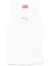 Diesel Sleeveless Ribbed Knit Top With Metallic Logo Detail
