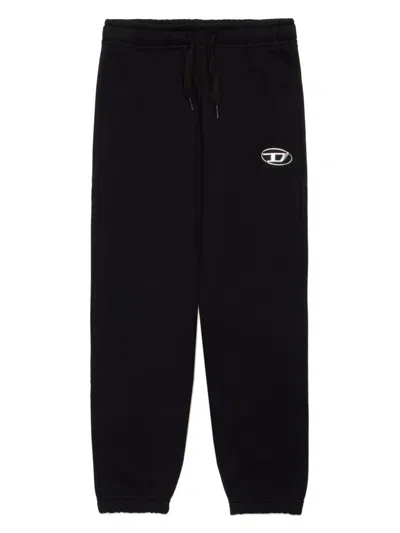Diesel Kids' Pantaloni Jogger In Felpa Con Logo Oval D In Black