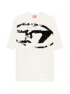 Diesel T-shirt With Distressed Flock Print In White