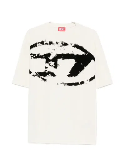 Diesel White Crew Neck T-shirt In Neutral