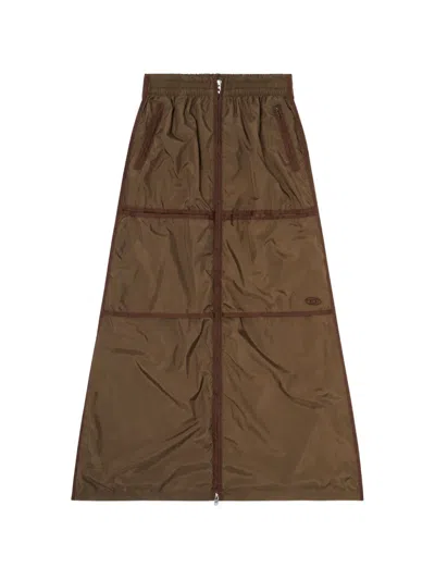 Diesel Oval D Zip-front Skirt In Brown