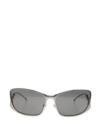 Diesel Oval Embellished Sunglasses In Silver