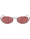 Diesel Oval Sunglasses In 灰色