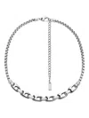 Diesel Oval-logo Chain Necklace In Metallic