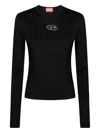 Diesel Long-sleeved Cotton T-shirt With Prominent Logo In Black