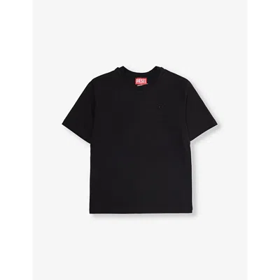 Diesel Kids' Oval-logo Short-sleeve Cotton-jersey T-shirt 6-16 Years Nero In Black