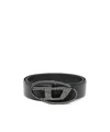 Diesel Embellished D-logo Buckle Belt In Black