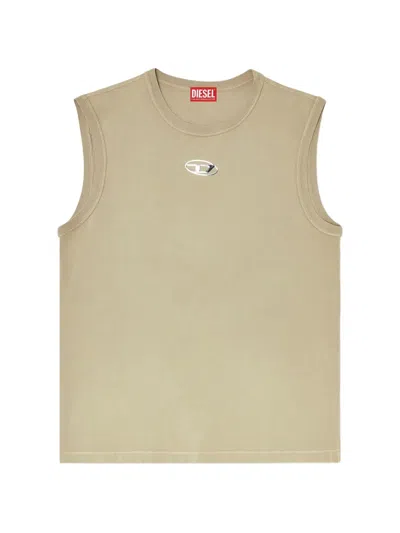 Diesel Oval-d Cotton Tank Top In Neutral