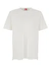 Diesel White Crewneck T-shirt With Tonal Logo Embroidery On The Front In White